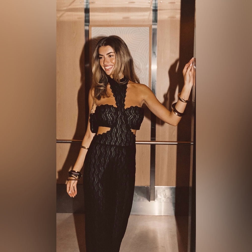 Women's Black Lace Halter Jumpsuit